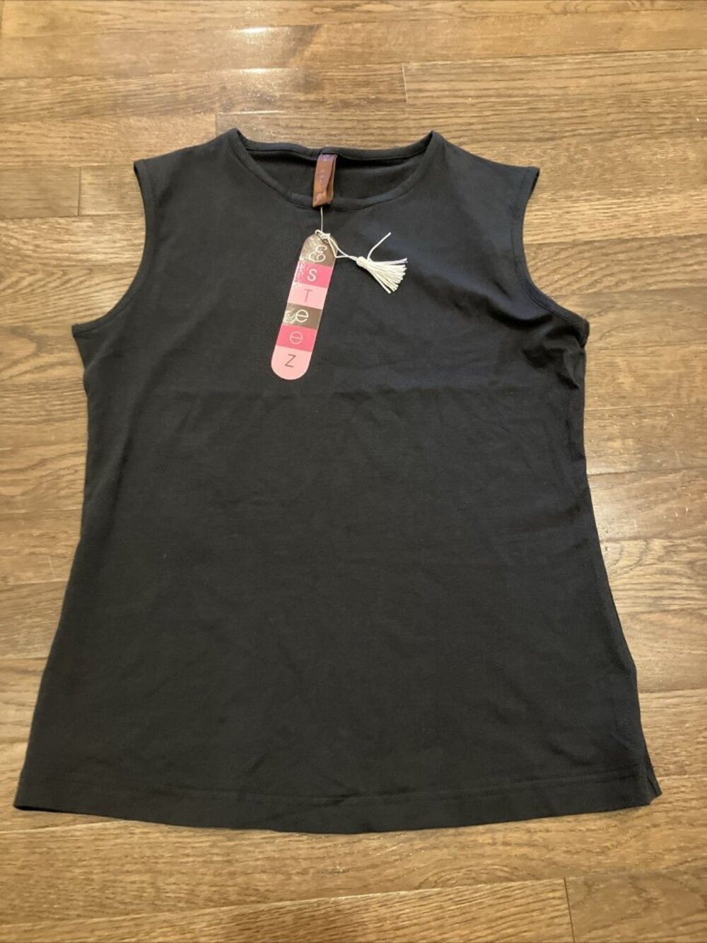 NWT Black Esteez Top Sleeveless Cotton Blend Large